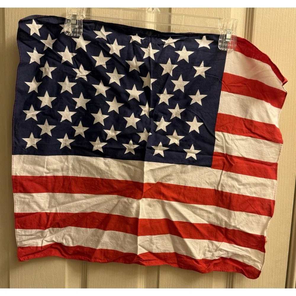 Vintage United States of America Flag Bandana Red White Blue Handkerchief 19